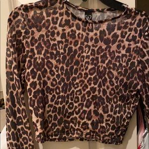 sheer mesh cheetah crop top